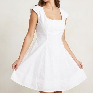A New Day White Fit & Flare Mini Dress Size 12 Cottagecore Square Neck NWT